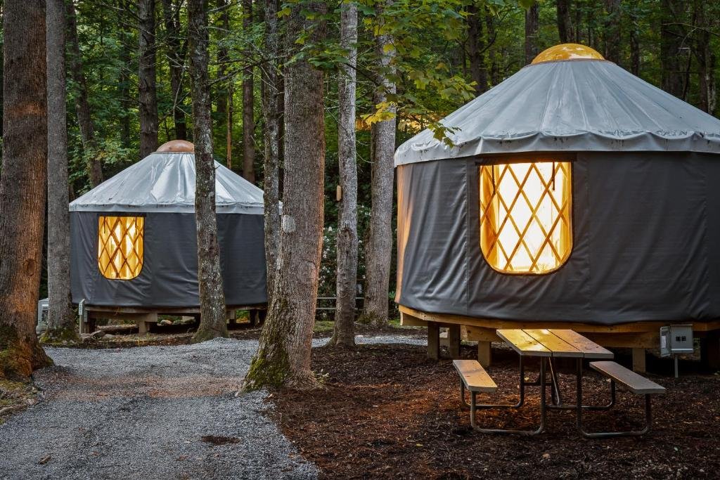 Glamping yurt at Roamstead Smoky Mountains in Cosby Tennessee