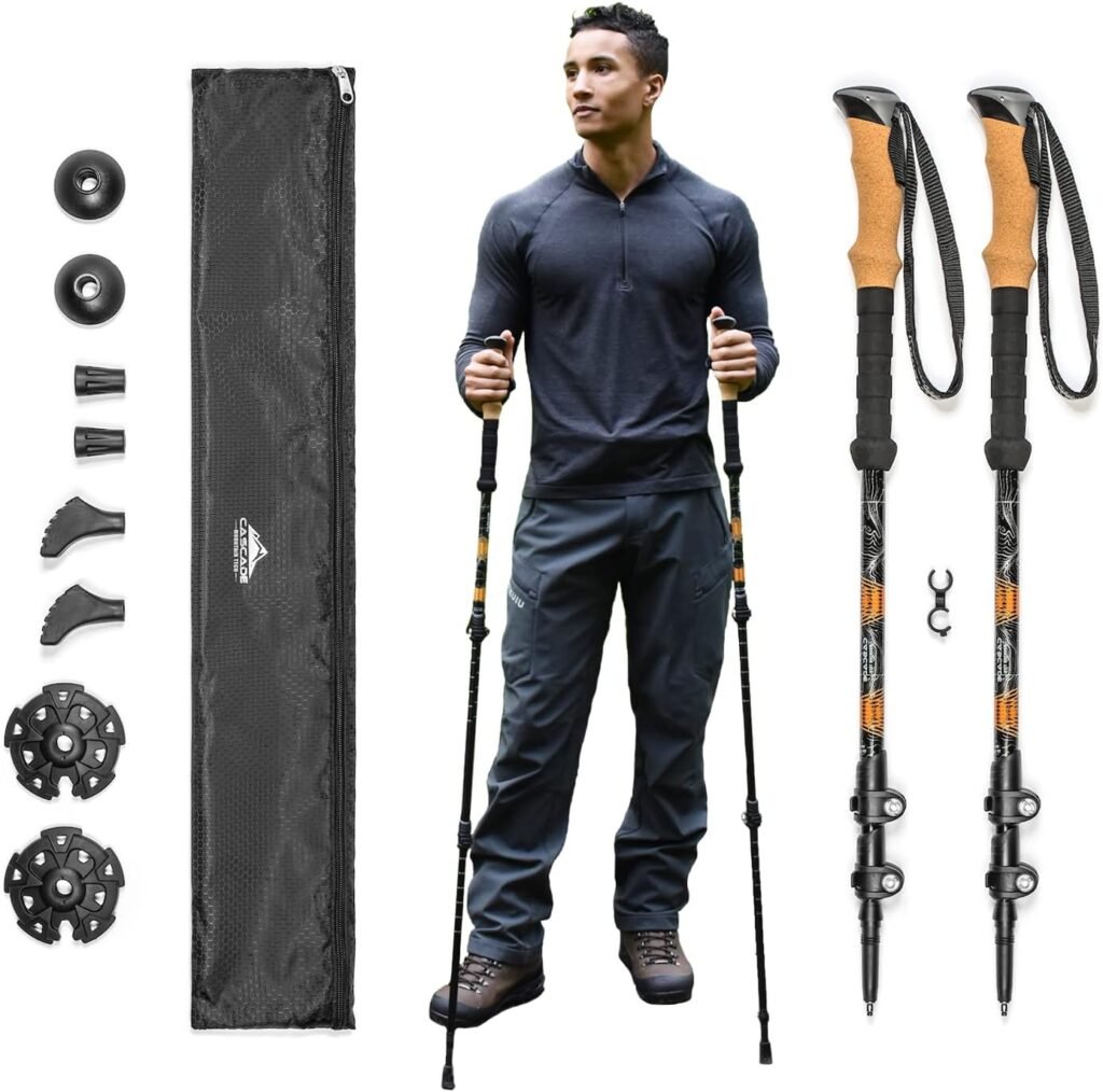 Cascade Mountain Tech Lightweight Aircraft-Grade Aluminum Trekking Poles with Extended Down Grip Plus Tip Kit Cascade Mountain Tech Lightweight Aircraft-Grade Aluminum Trekking Poles with Extended Down Grip Plus Tip Kit