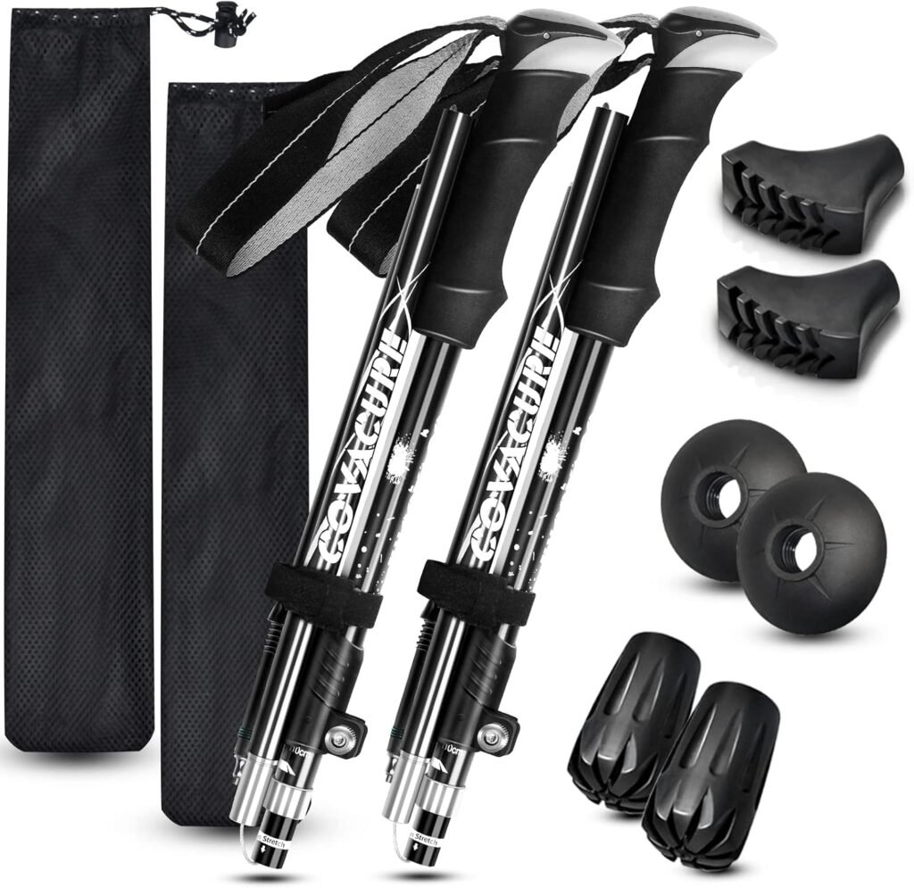 Covacure Hiking Poles Collapsible Trekking Poles - Aluminum Alloy 7075 Walking Sticks for Hiking with Telescopic Foldable Tri-fold Design Hiking Gear for Women Men, Hiking, Camping, Climbing Covacure Hiking Poles Collapsible Trekking Poles - Aluminum Alloy 7075 Walking Sticks for Hiking with Telescopic Foldable Tri-fold Design Hiking Gear for Women Men, Hiking, Camping, Climbing