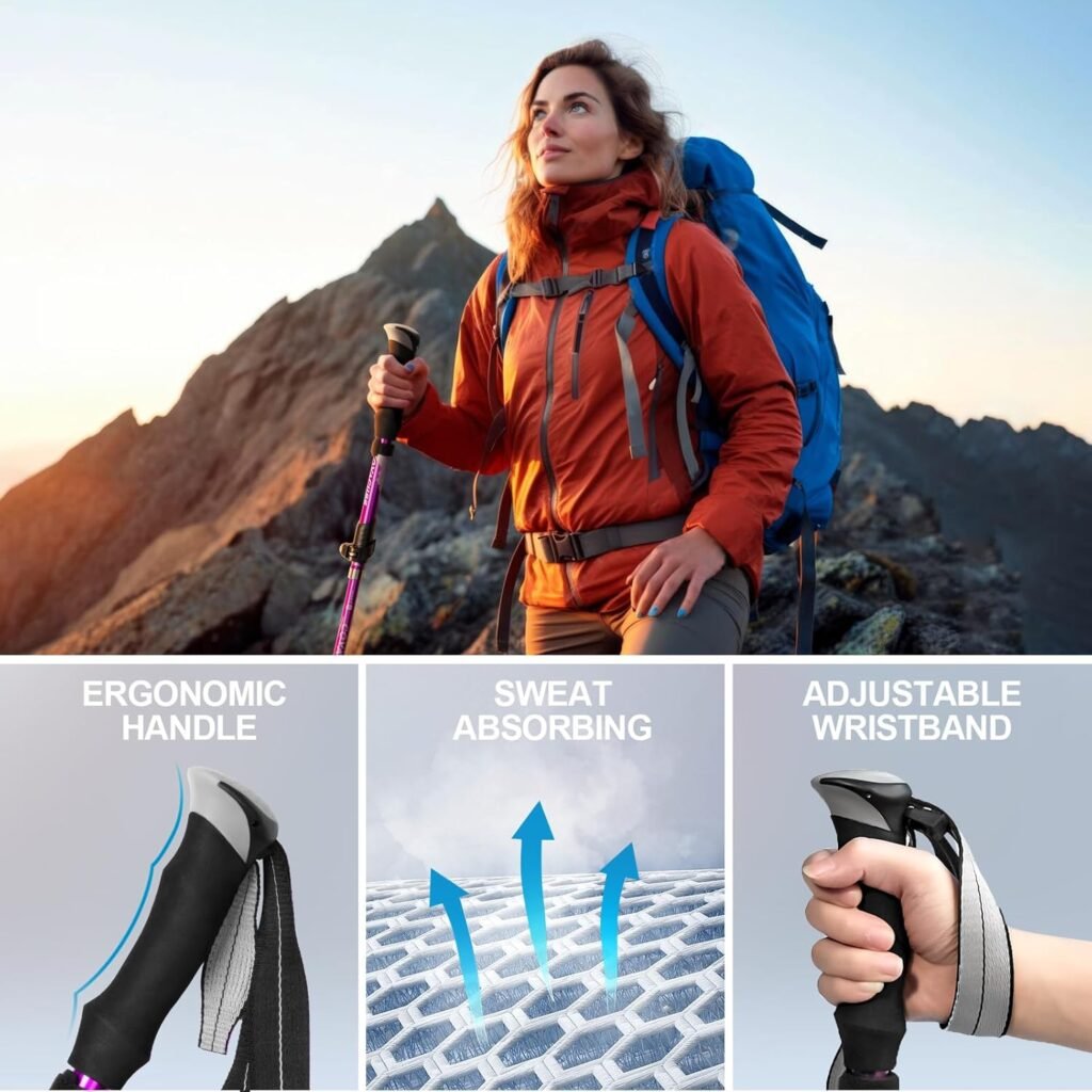 Covacure Hiking Poles Collapsible Trekking Poles - Aluminum Alloy 7075 Walking Sticks for Hiking with Telescopic Foldable Tri-fold Design Hiking Gear for Women Men, Hiking, Camping, Climbing Covacure Hiking Poles Collapsible Trekking Poles - Aluminum Alloy 7075 Walking Sticks for Hiking with Telescopic Foldable Tri-fold Design Hiking Gear for Women Men, Hiking, Camping, Climbing