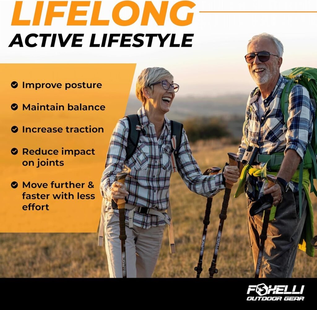 Foxelli Carbon Fiber Trekking Poles – Lightweight Collapsible Hiking Poles with Cork Grips, Lever Locks All Terrain Accessories Foxelli Carbon Fiber Trekking Poles – Lightweight Collapsible Hiking Poles with Cork Grips, Lever Locks All Terrain Accessories