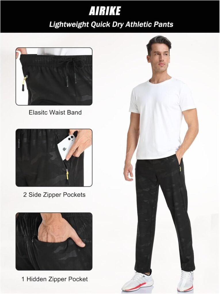 Mens Elastic Waist Hiking Pants Water Resistant Quick-Dry Lightweight Outdoor Sweatpants with Zipper Pockets Mens Elastic Waist Hiking Pants Water Resistant Quick-Dry Lightweight Outdoor Sweatpants with Zipper Pockets