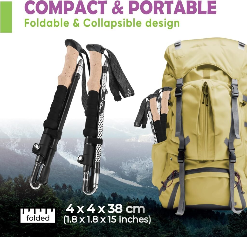 Trekology Trek-Z Collapsible Hiking  Trekking Poles - Balance Support for Seniors, Women, and Men, 2pc Per Set