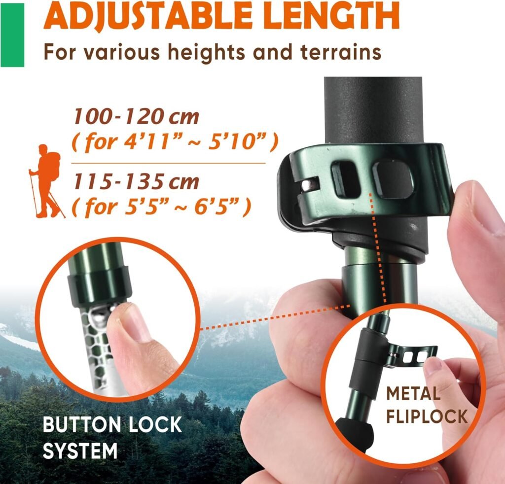 Trekology Trek-Z Collapsible Hiking  Trekking Poles - Balance Support for Seniors, Women, and Men, 2pc Per Set