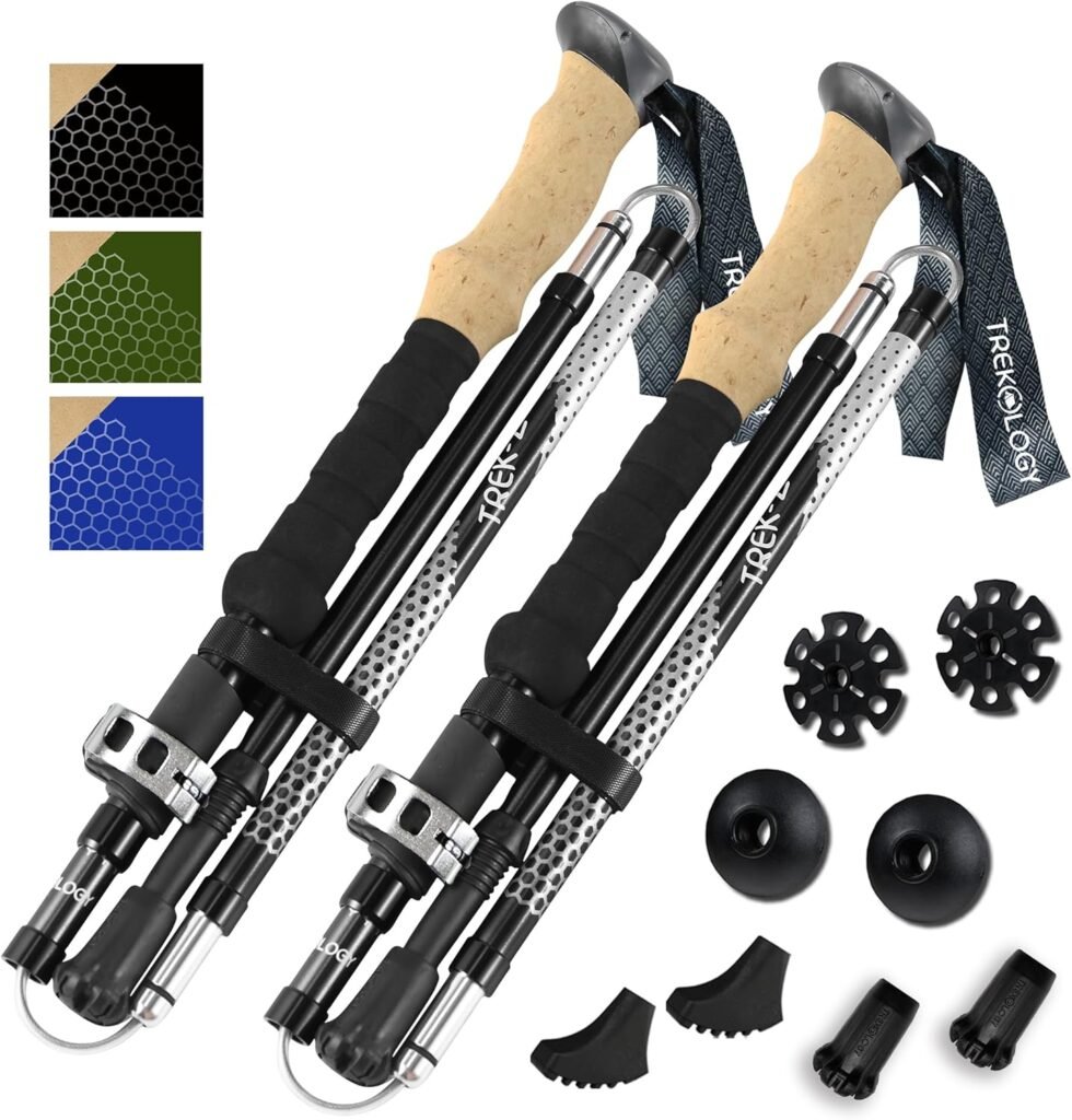Trekology Trek-Z Collapsible Hiking  Trekking Poles - Balance Support for Seniors, Women, and Men, 2pc Per Set