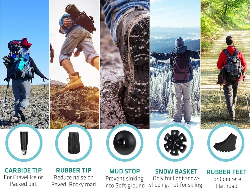 TREKOLOGY Trek-Z Cork Grip Trekking Poles – Lightweight Folding Hiking Poles, Adjustable Height, Compact Travel Design, Aircraft-Grade Aluminum Walking Sticks for Men  Women