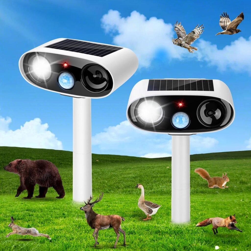 2Pack Solar Ultrasonic Animal Repellent Outdoor Deer Cat Repellent Devices, Waterproof Ultrasonic Bear Repeller Deterrent Control with Flash Light for Rabbit Raccoon Dog Squirrel Out of Garden Yard 2Pack Solar Ultrasonic Animal Repellent Outdoor Deer Cat Repellent Devices, Waterproof Ultrasonic Bear Repeller Deterrent Control with Flash Light for Rabbit Raccoon Dog Squirrel Out of Garden Yard