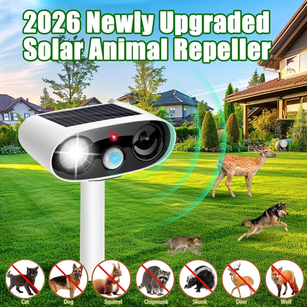 2Pack Solar Ultrasonic Animal Repellent Outdoor Deer Cat Repellent Devices, Waterproof Ultrasonic Bear Repeller Deterrent Control with Flash Light for Rabbit Raccoon Dog Squirrel Out of Garden Yard 2Pack Solar Ultrasonic Animal Repellent Outdoor Deer Cat Repellent Devices, Waterproof Ultrasonic Bear Repeller Deterrent Control with Flash Light for Rabbit Raccoon Dog Squirrel Out of Garden Yard