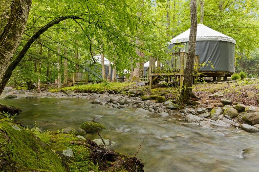 Creek running through Roamstead Smoky Mountains in Cosby Tennessee